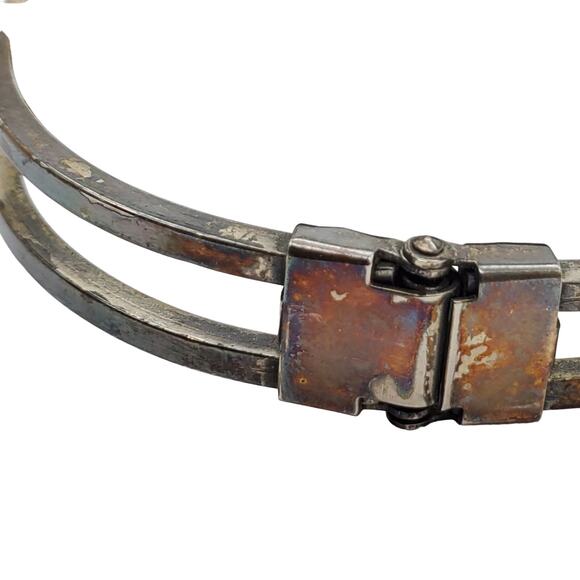 Vintage Botticelli Silver Rose Clamper Bracelet Signed Designer Hinged Statement - Picture 7 of 9